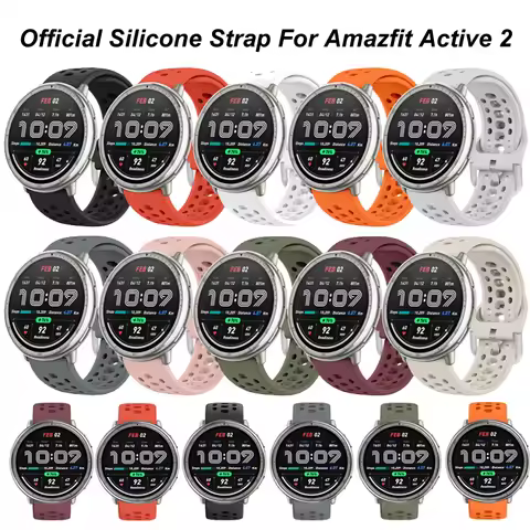 Official Silicone Strap For Amazfit Active 2 Bracelet 20mm Band Correa For Amazfit Cheetah Square/Ne
