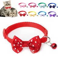 Polka Dot Mesh Bow Pet Collar with Bell Adjustable Nylon Cat Neckband , Puppy Dress Dog Clothes Male