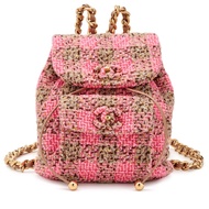 Chanel Pink and Beige Wool Tweed Duma Backpack Gold Hardware, 2022