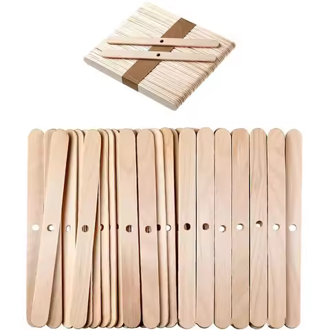 ●50PCS Wooden Candle Wick Holders Candles Bars Holders for Candle Making