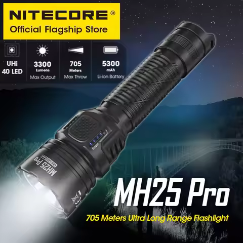 NITECORE MH25 Pro USB-C Rechargeable Flashlight 705 Meter Long Range Search Torch,UHi 40 LED Beam NL