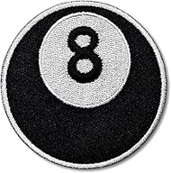 8 Eight Ball Billiards Pool Sport Game Black Logo Emblem Iron on Sew on Embroidered Applique Patch f