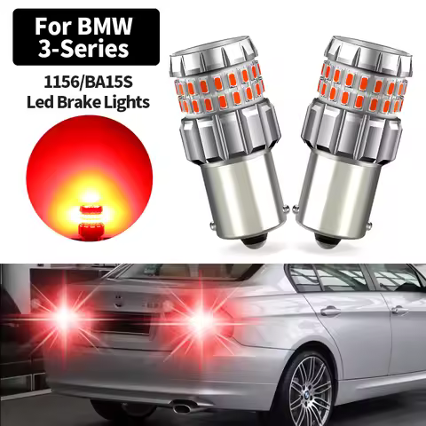 2pcs 12V 1156 BA15S P21W Canbus No Error Red LED Brake Stop Tail Lights Blubs For BMW 3-Series E46 E