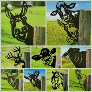 1pc Garden Decoration, Featuring A Peeping Cow/Horse/Sheep/Chicken/Donkey/Deer Metal Art Sculpture,