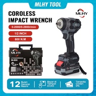 MLHY 800Nm Electric Cordless Impact Wrench Heavy Duty Brushless High Power Drive Ratchet Socket 800N