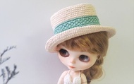Blythe hat小布娃娃復古草帽船夫帽純手工勾針適BJD