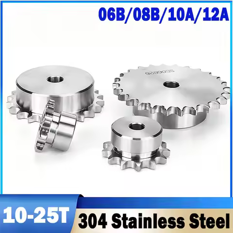 1pcs Ss304 Stainless Steel Sprocket Wheel 06b/08b/10a/12a Roller Chain Sprocket 10t-25t For Industri
