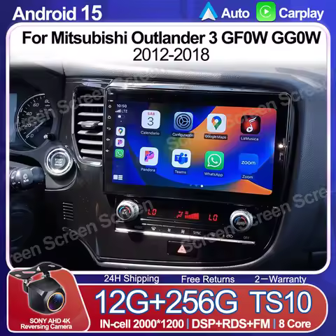 Android 15 Carplay Auto 2K Screen For Mitsubishi Outlander 3 GF0W GG0W 2012 - 2018 Car Radio Multime