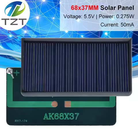 1/3PCS 5.5V 50mA Solar Panels Polycrystalline 68x37mm Mini Sunpower Solar Cells DIY Photovoltaic Pan