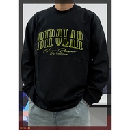 Men's Heavyweight Tee Embroidery Long Sleeve Vintage Streetwear