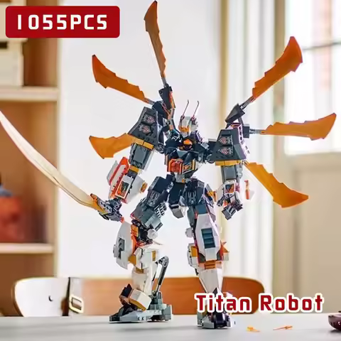 1055PCS Titan Dragon Mech Building Kit with Poseable Wings,Sword & Minifigure, Collectible Model for