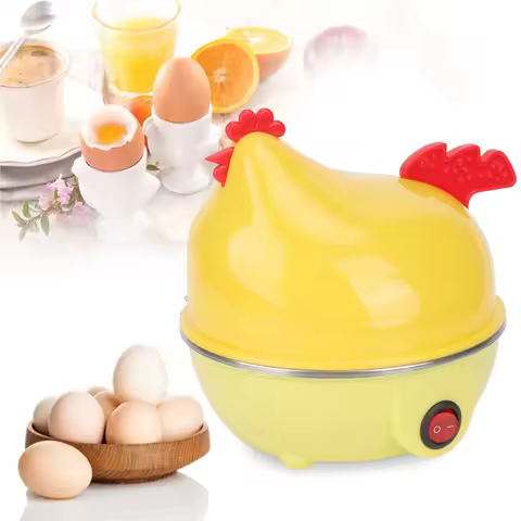 Electric Egg Cooker Chicken Shape Rapid Egg Boiler 7 Egg Capacity Automatic Shut Off Quick Egg Cooke