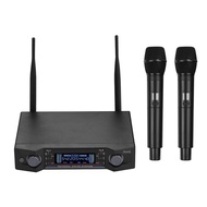 Muslady U2 UHF Wireless Microphone System 2 Handheld Mics &amp; 1 Receiver with LCD Display for Karaoke Home Entertainment Business Meeting Speech Classroom Teaching