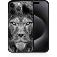 Designed for iPhone 15 Pro Max Fierce Lion with Blue Eyes Pattern Phone Case for iPhone 15 Pro Max 6