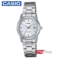 Casio นาฬิกาข้อมือผู้หญิง สายสแตนเลส รุ่น LTP-V002D-7AUDF (เรือนเหล็ก/หน้าเงิน)