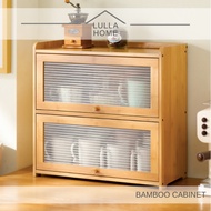 LullaHome Minimalist Muji Nordic Bamboo Cabinet Kitchen Pantry Countertop Retro Storage Cabinet