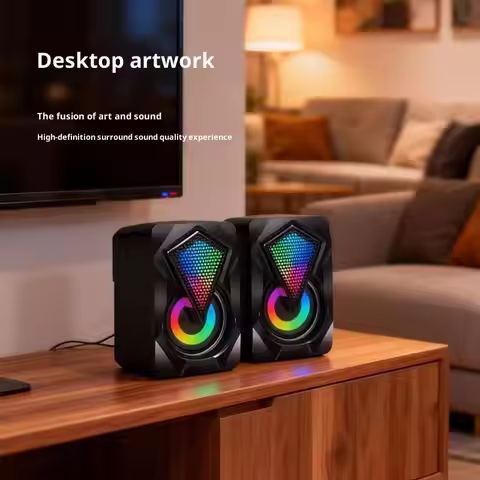 Mini Crystal Speaker With Color RGB Light Computer Speaker USB Power Supply 3.5mm Auxiliary Suitable