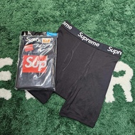 กางเกงบ็อกเซอร์ทรงบราวน์เอวกลางสำหรับผู้ชาย กางเกงชั้นในผ้าฝ้ายแท้สีดำ Pure Cotton Supreme Hanes Ame