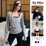 Xu Min Shirt Set 2 Loose Batwing Sleeve Shirts Made of Stretch Cotton Trendy Style (Xu01)