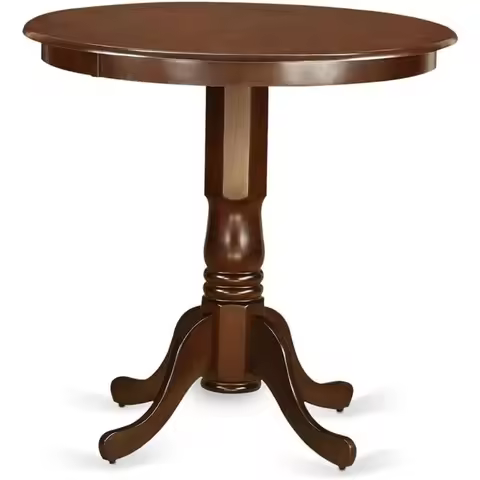 Jackson Counter Height Dining Round Dinner Table Top with Pedestal Base, 36x36 Inch, Mahogany