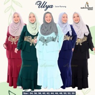 Baju Kurung Raya Lace Ulya Sedondon Dewasa Plus size - Baby Blue/Black/Teal Green/Maroon/Navy Blue (Size 34-55)