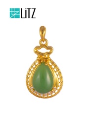 LITZ 999 (24K) Gold and Jade Pendant P156