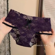 Women Lace Panties Mid Rise Bikini Briefs Seamless Underwear Breathable Mesh Panties Soft Lace Under