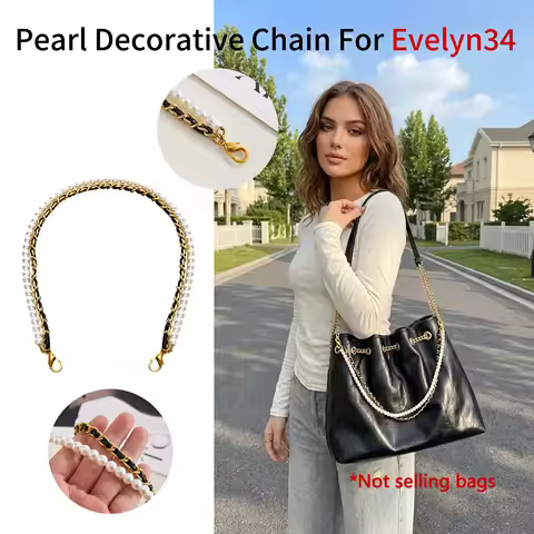Pearl Leather Woven Decorative Chain Compatible with Evelyn34 Bag, Detachable Shoulder Strap Extende