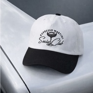 Espresso Martini Social Club Cap Black And White Minimal Style Embroidered Pattern