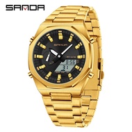 Sanda Watch Octagonal Alloy Multifunctional Daylight Saving Time Electronic Watch Waterproof Synchro