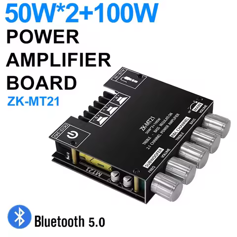 ZK-MT21 Power Amplifier Board, 2.1 Channel, 50W + 50W + 100W Digital Audio Stereo, BT5.0 Bass AMP, A