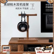 Solid Wood Headphone Stand Black Walnut Desktop Organizer Gaming Creative Over-Ear Headphone Hanger 