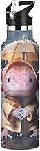 Kids Water Bottle for School 20 Oz Bottle for Boys Girls, BPA-Free, Cute Axolotl Animal Print