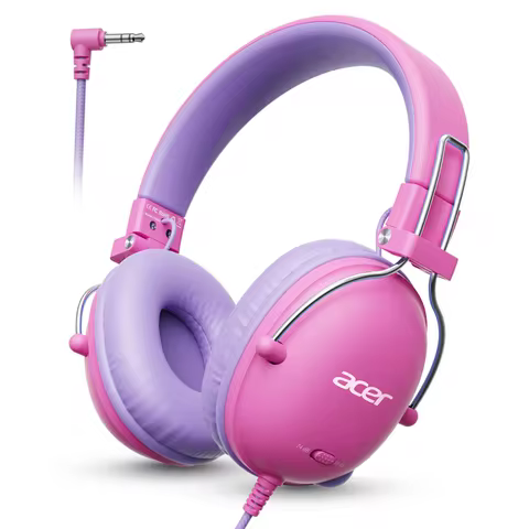 Acer Kids Headphones 74/85dB Safe Volume Kids Headphones with Cord Stereo Sound Wired on-Ear Headpho