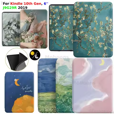For Kindle 10th Generation Case 6'' J9G29R 2019 PU Leather Cover Wake/Sleep Soft TPU Protective Eboo