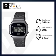 Casio Vintage Womens Digital Watch A168WEMB-1B Black Stainless Steel Watch For Women