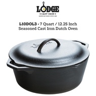 L10DOL3 - Lodge 7 Quart / 12.25 Inch (6.62ℓ/31.12cm) Seasoned Cast Iron Dutch Oven, Made in Tennessee, USA