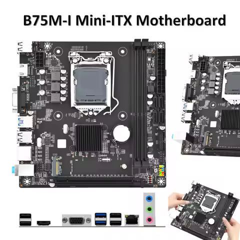 B75M-I Mini-ITX Motherboard LGA 1155 Desktop Motherboards Supports 16GB Dual Channel DDR3 Computers 