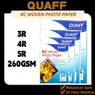 QUAFF RC Woven Photo Paper No Back Print 260GSM A4 / 5R / 4R / 3R Size (20 sheets)