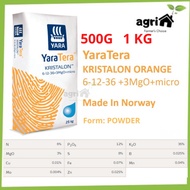 1KG Yara YaraTera KRISTALON ORANGE 6-12-36+3 MgO+MICRO Super K Water Soluble NPK Fertilizer Foliar B