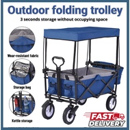 READY STOCK🔥250L Camping Bundle with Canopy Trolley Camping Stroller ATV Storage Basket Cart Cart