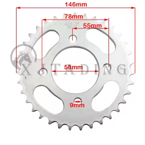 428-35T 35 Tooth Motorcycle Rear Sprocket 58mm for 50cc 125cc ATV Quad Pit Dirt Bike Buggy Go Kart 4