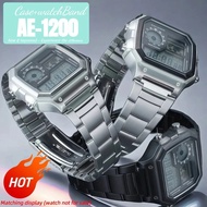 For Casio AE1200 case mod kit all metal case AE-1200 men watchband glass ring kit Solid stainless st