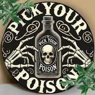 1pc "Choose Your Poison" Easter Symbol: Vintage Round Metal Sign, Wall Art Decor, Hanging Plaque, Ps