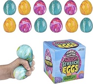 Forest &amp; Twelfth Squishy &amp; Stretchy Marbleized Easter Eggs - Colorful Sensory Toys for Stress Relief, Creative Play - Easter Squish Eggs Gift for Kids, Basket Fillers, Decorations, Party (Pack of 12)