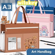 WITAKEY A3 Tutorial Bag, Canvas A3 Canvas Art Bag, Multifunctional Plus Size Six-Layer Large Capacit