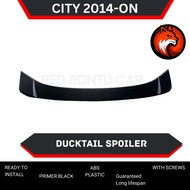 Honda City 2014-2019 Ducktail Spoiler - Car Accessories - Primer Black Finished - Abs Plastic