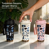 TERMOS Emily Corpse Bride 500ml Stainless Steel SUS316 Tumbler, Leak-Proof Drinking Bottle, Hot and 