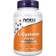 Now Supplements L-Cysteine 500 mg, 90 Veg Capsules - Healthy Skin, Hair, and Nails* with Vitamin C