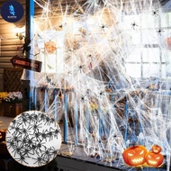 BF Halloween Spider Web Plastic Spider Party Decoration Spider Web Stretchable CobWeb Webbing Decora